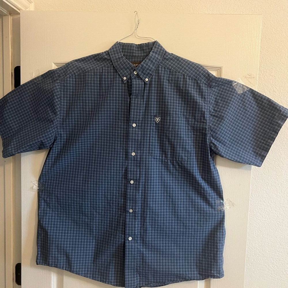 Ariat Men's Navy Plaid Button Down Shirt
